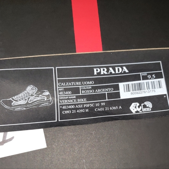 Prada Casual men red and Silver sneakers size 9.5 - Picture 8 of 16